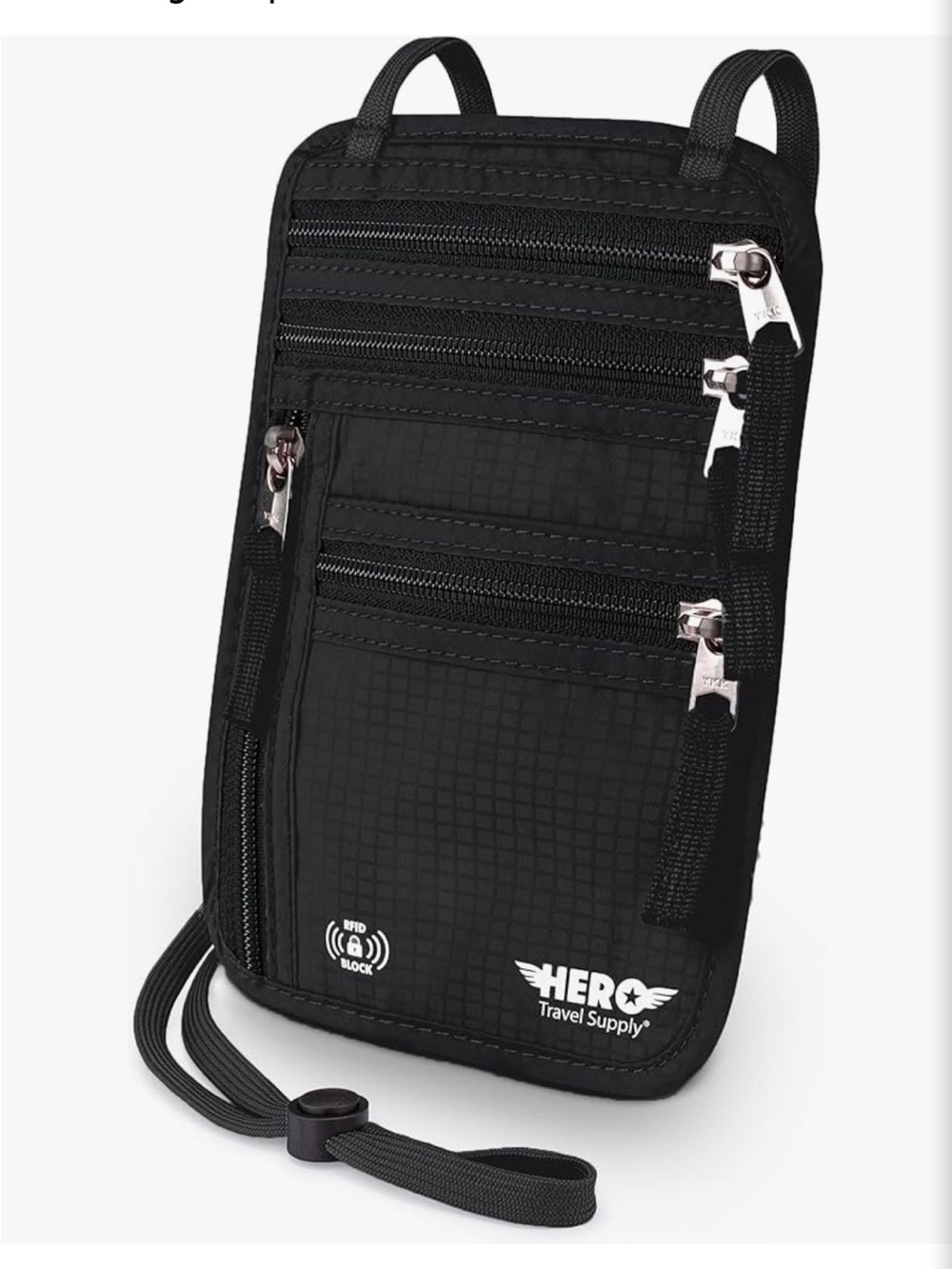 Hero Black RFID-Blocking Neck Wallet